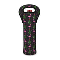 Pink Christmas Flamingo Pattern Print Single Neoprene Wine Tote