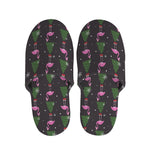 Pink Christmas Flamingo Pattern Print Slippers