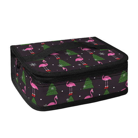 Pink Christmas Flamingo Pattern Print Small Lunch Bag