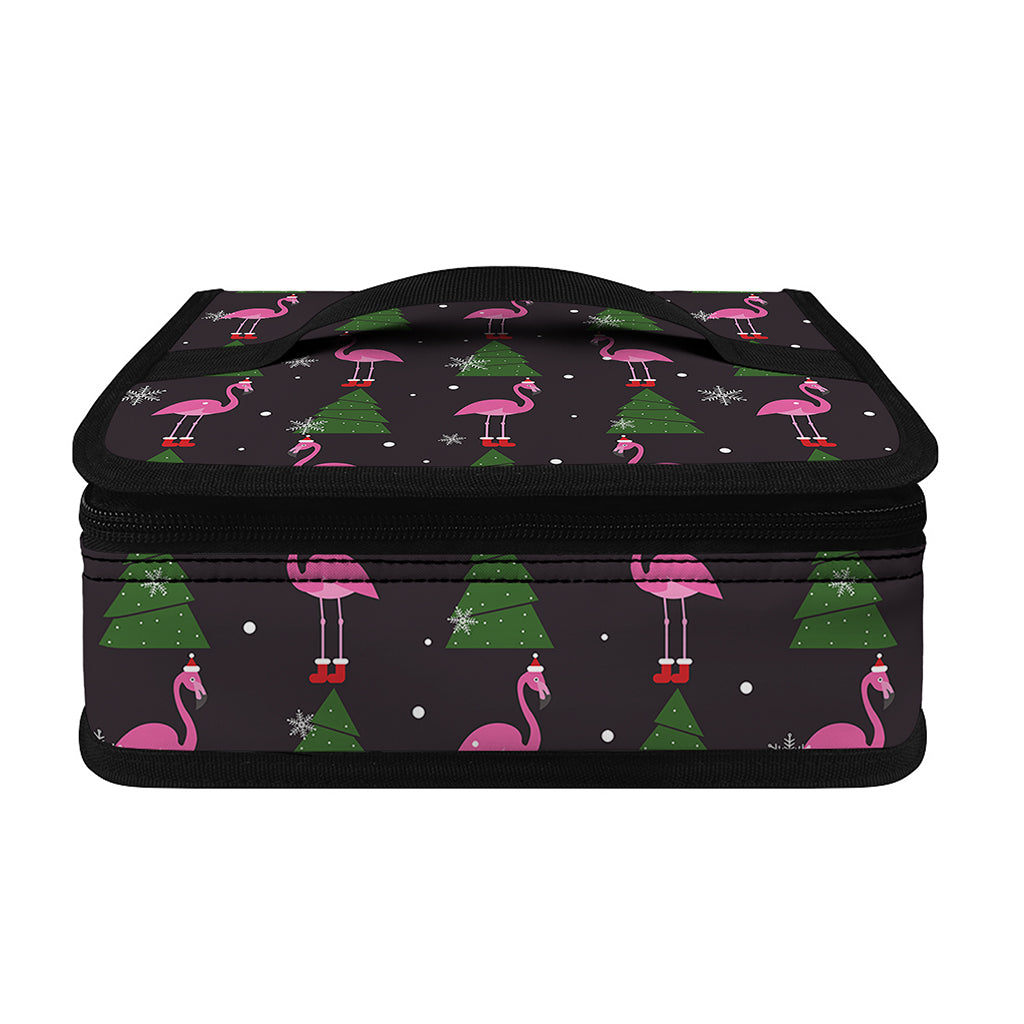 Pink Christmas Flamingo Pattern Print Small Lunch Bag