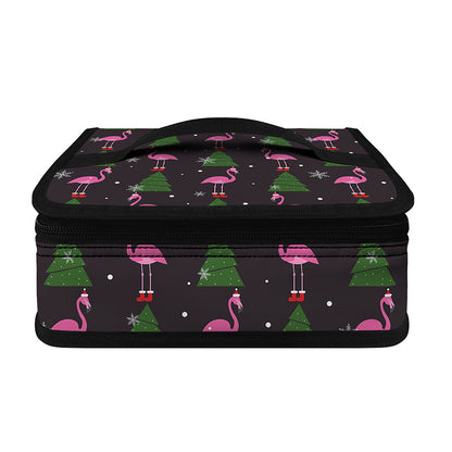 Pink Christmas Flamingo Pattern Print Small Lunch Bag