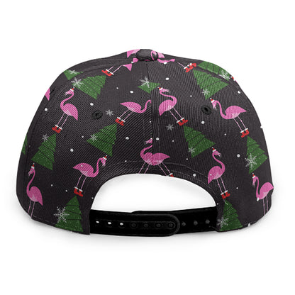 Pink Christmas Flamingo Pattern Print Snapback Cap