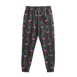 Pink Christmas Flamingo Pattern Print Sweatpants