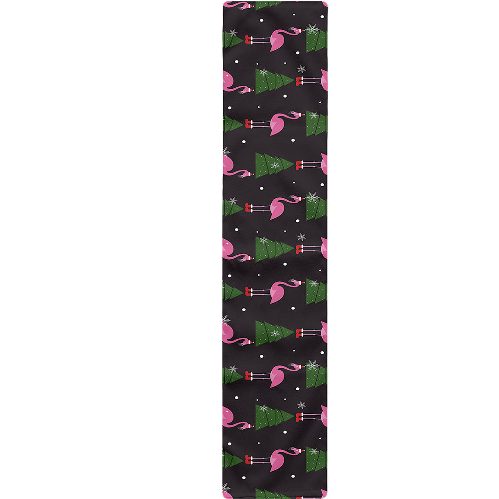 Pink Christmas Flamingo Pattern Print Table Runner