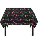 Pink Christmas Flamingo Pattern Print Tablecloth