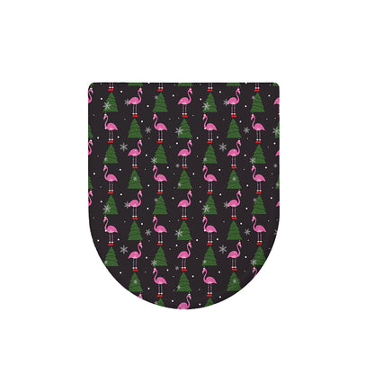 Pink Christmas Flamingo Pattern Print Toilet Lid Cover