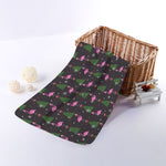 Pink Christmas Flamingo Pattern Print Towel