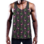 Pink Christmas Flamingo Pattern Print Training Tank Top