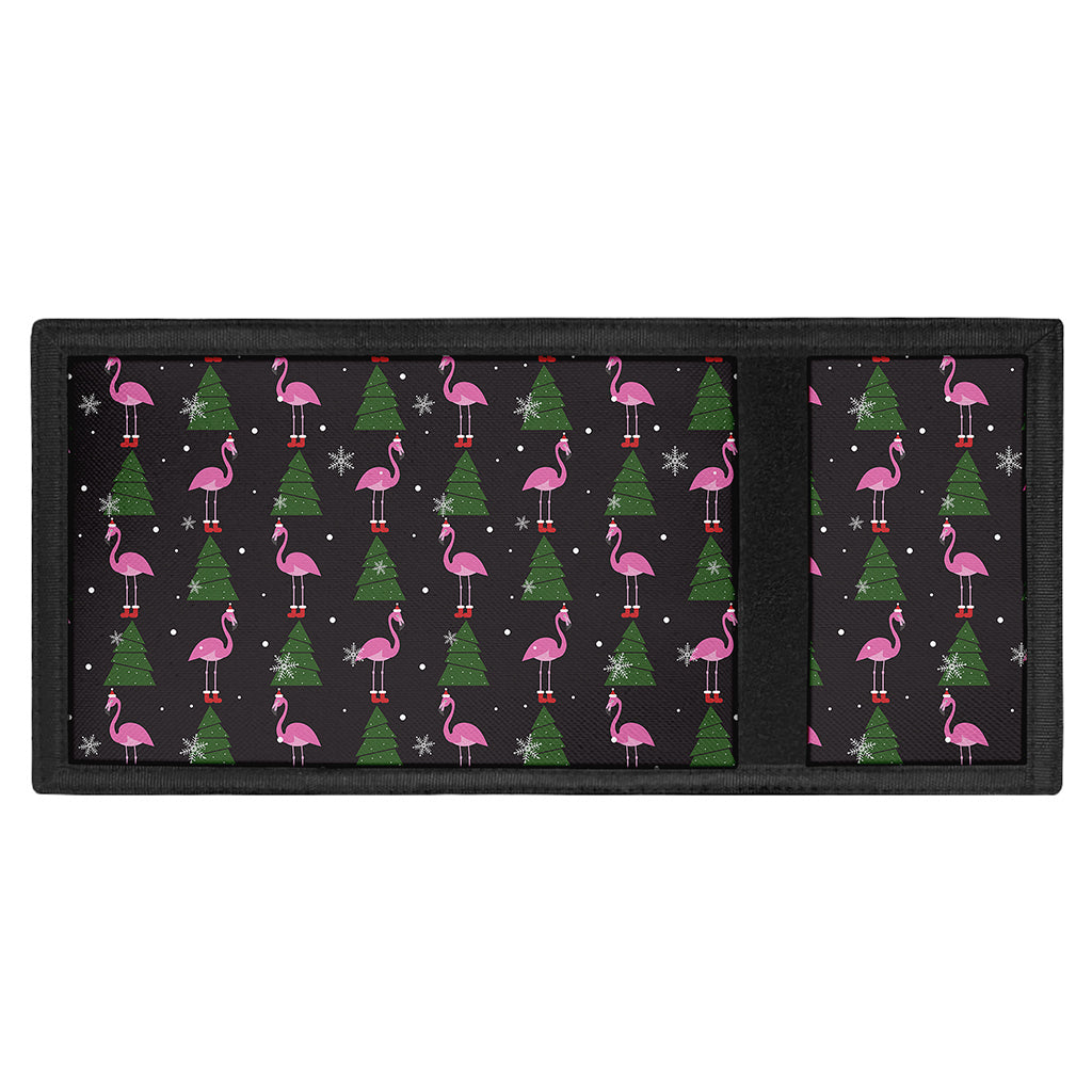 Pink Christmas Flamingo Pattern Print Trifold Wallet