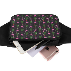 Pink Christmas Flamingo Pattern Print Waist Bag