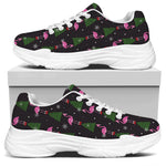 Pink Christmas Flamingo Pattern Print White Chunky Shoes