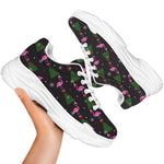 Pink Christmas Flamingo Pattern Print White Chunky Shoes