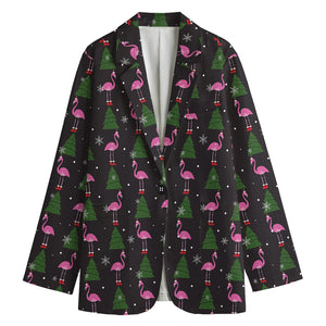 Pink Christmas Flamingo Pattern Print Women's Blazer