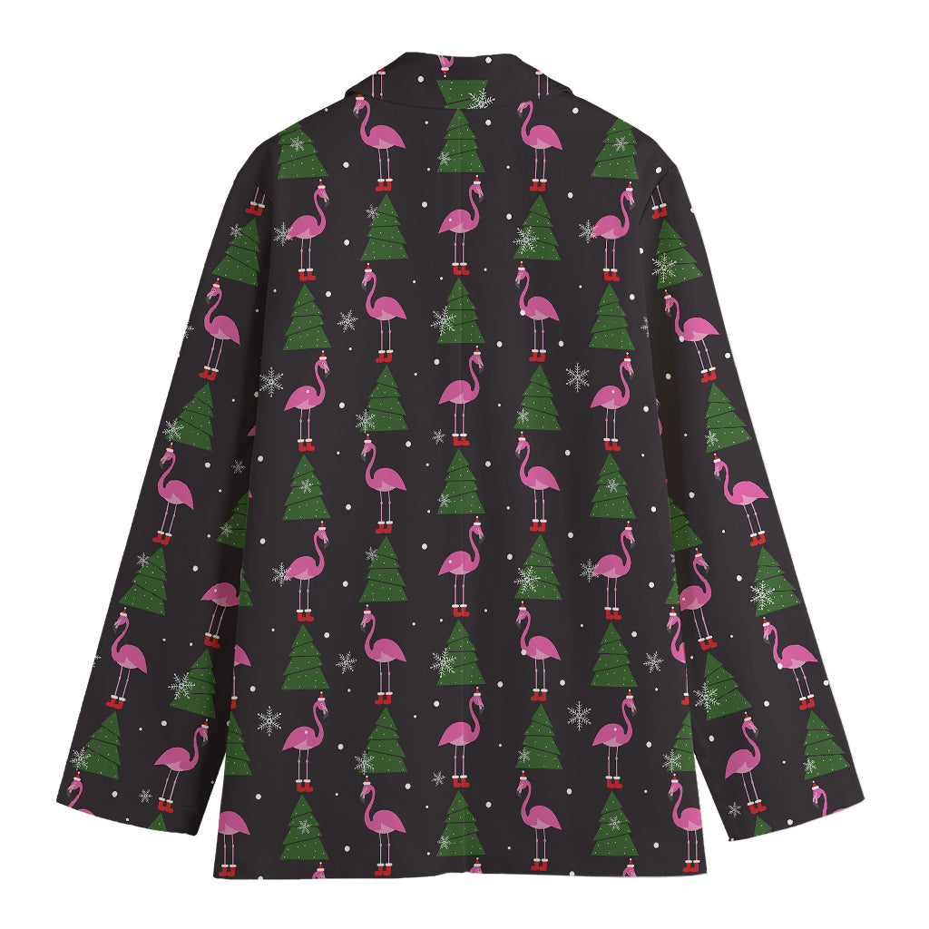 Pink Christmas Flamingo Pattern Print Women's Blazer