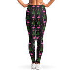 Pink Christmas Flamingo Pattern Print Women's Leggings