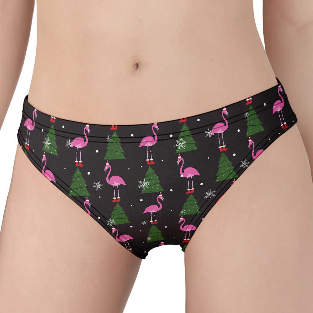 Pink Christmas Flamingo Pattern Print Women's Panties