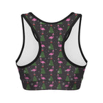 Pink Christmas Flamingo Pattern Print Women's Sports Bra