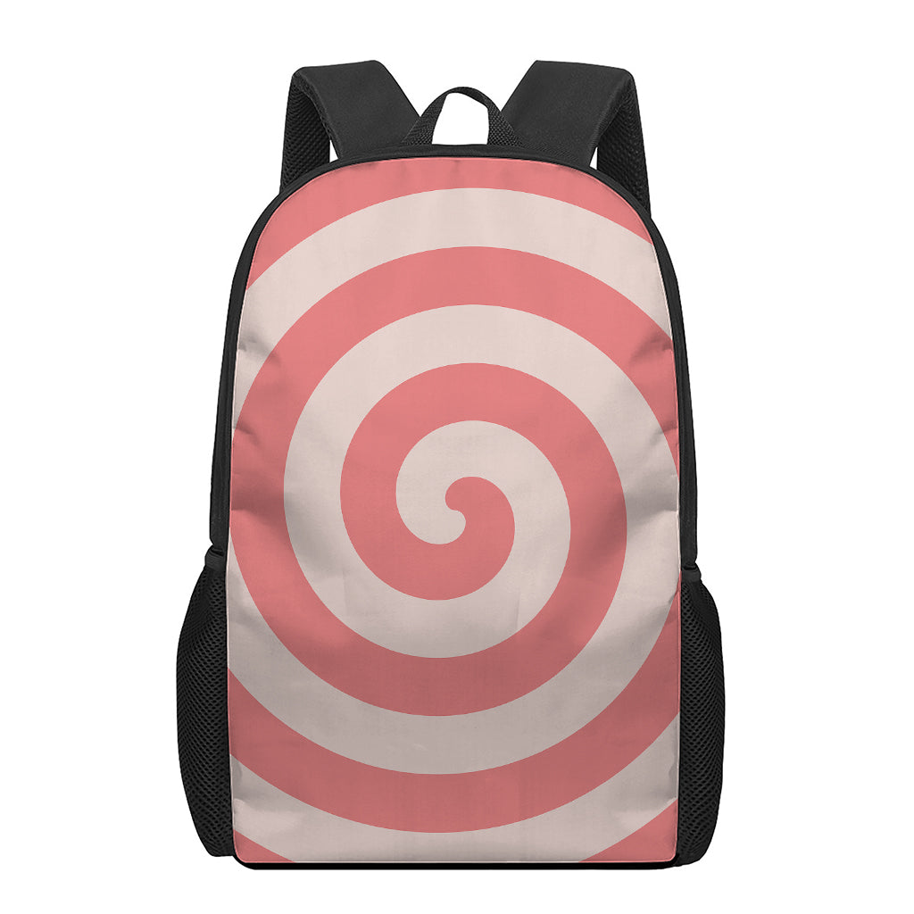 Pink Circle Swirl Print 17 Inch Backpack