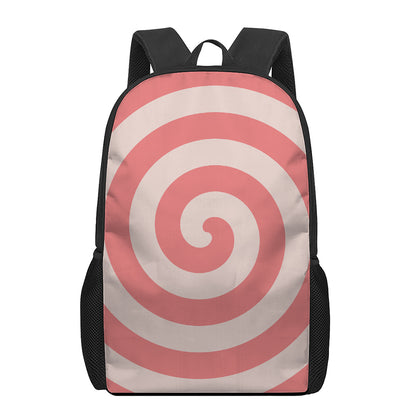 Pink Circle Swirl Print 17 Inch Backpack
