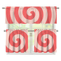 Pink Circle Swirl Print 3 Piece Kitchen Curtains