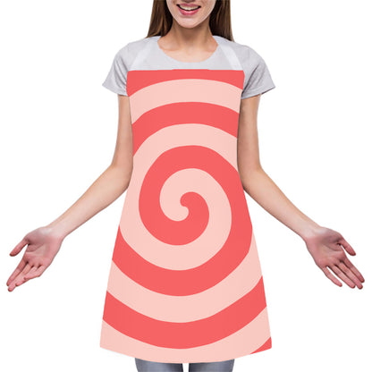 Pink Circle Swirl Print Adjustable Apron