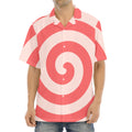 Pink Circle Swirl Print Aloha Shirt