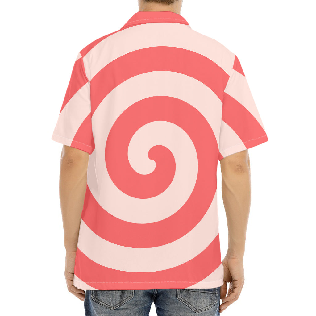 Pink Circle Swirl Print Aloha Shirt
