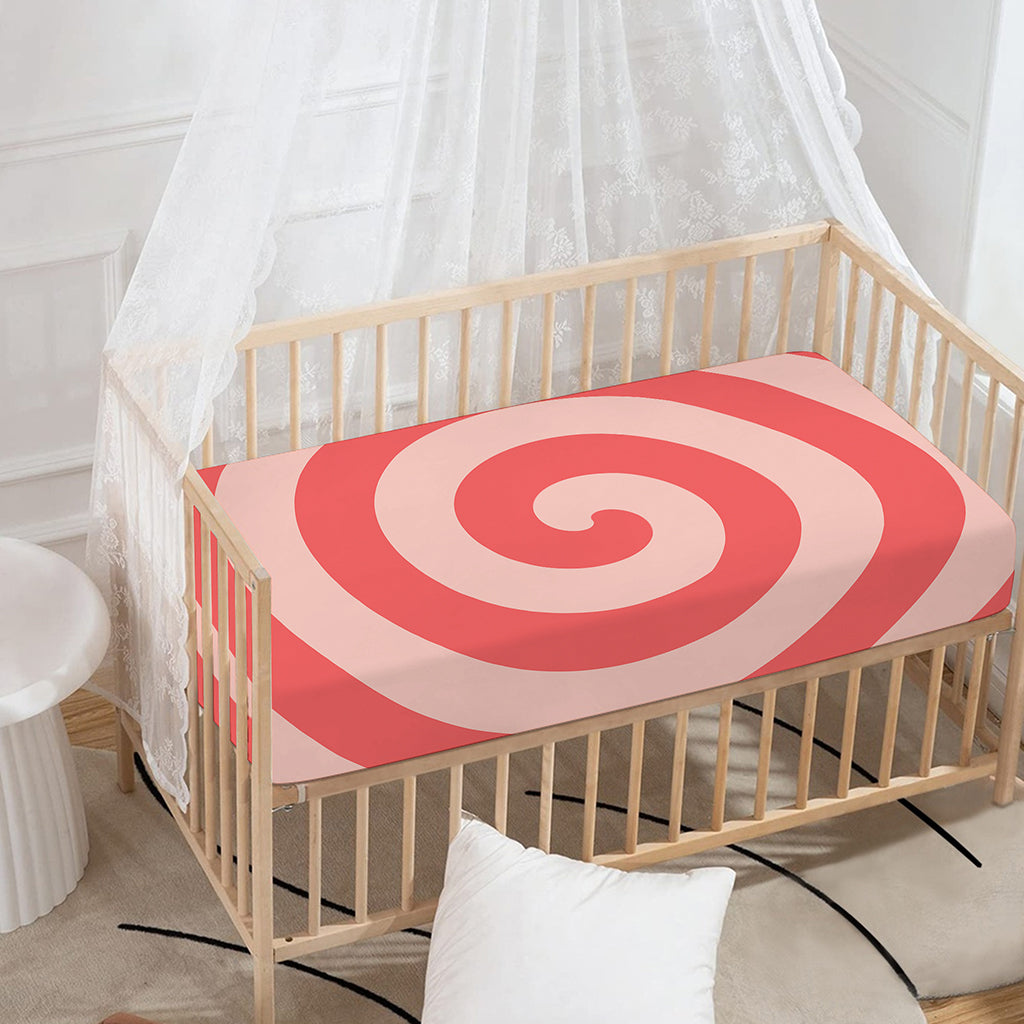 Pink Circle Swirl Print Baby Crib Sheet