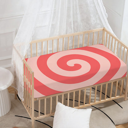 Pink Circle Swirl Print Baby Crib Sheet