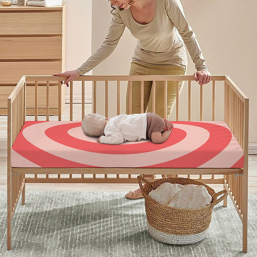 Pink Circle Swirl Print Baby Crib Sheet