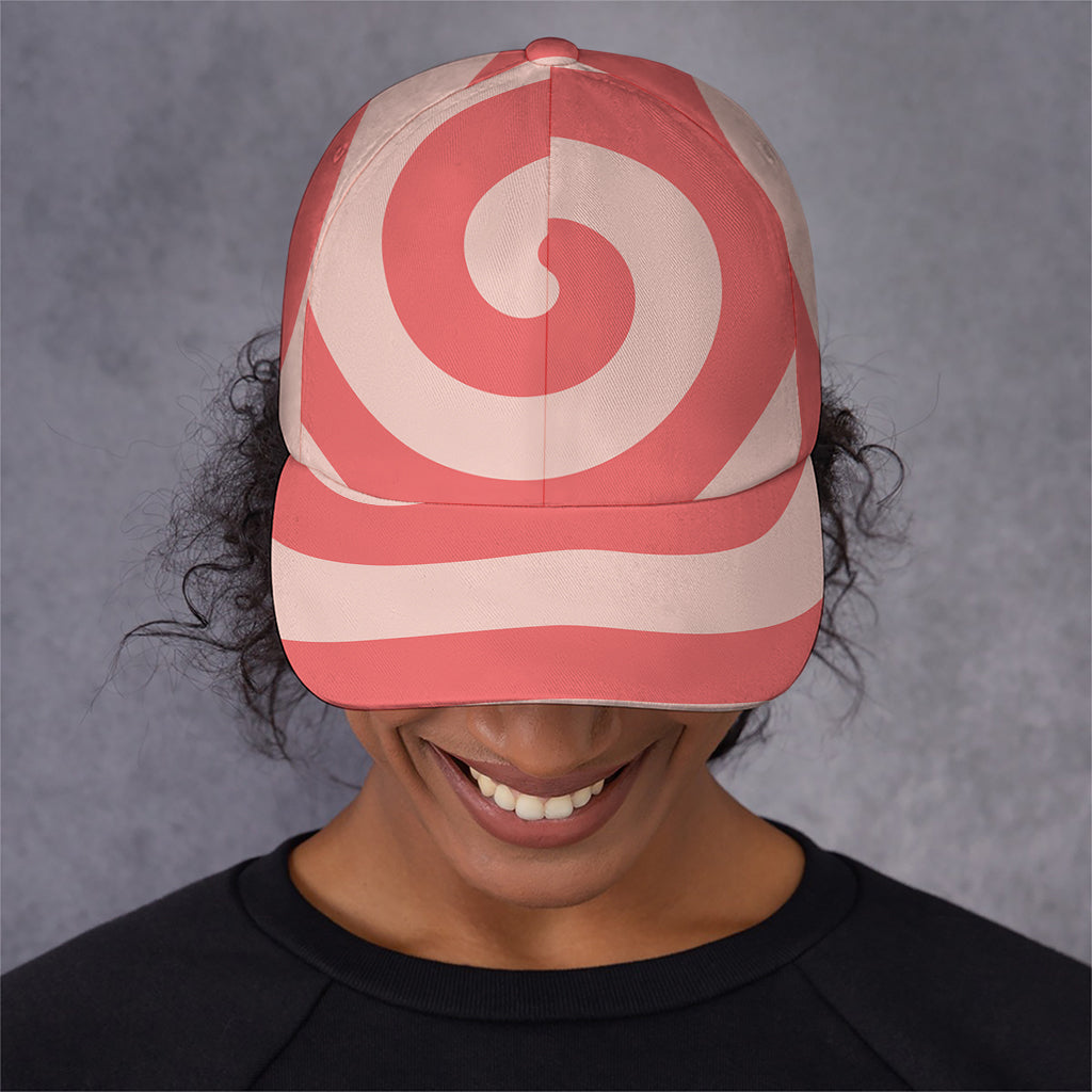 Pink Circle Swirl Print Baseball Cap