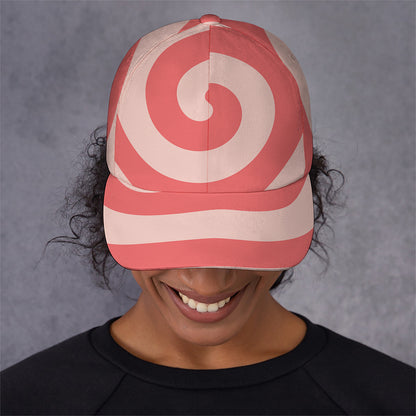 Pink Circle Swirl Print Baseball Cap