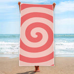 Pink Circle Swirl Print Beach Towel