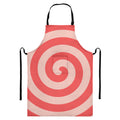 Pink Circle Swirl Print Bib Apron With Pocket