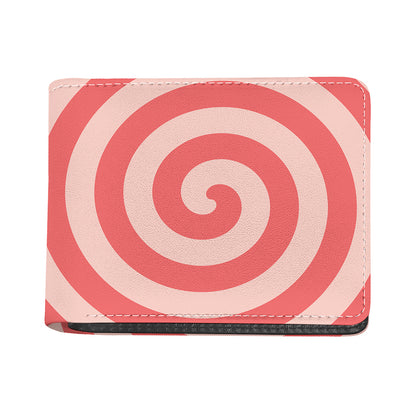 Pink Circle Swirl Print Bifold Wallet