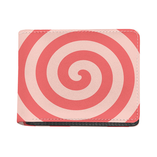 Pink Circle Swirl Print Bifold Wallet