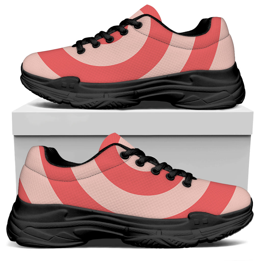 Pink Circle Swirl Print Black Chunky Shoes
