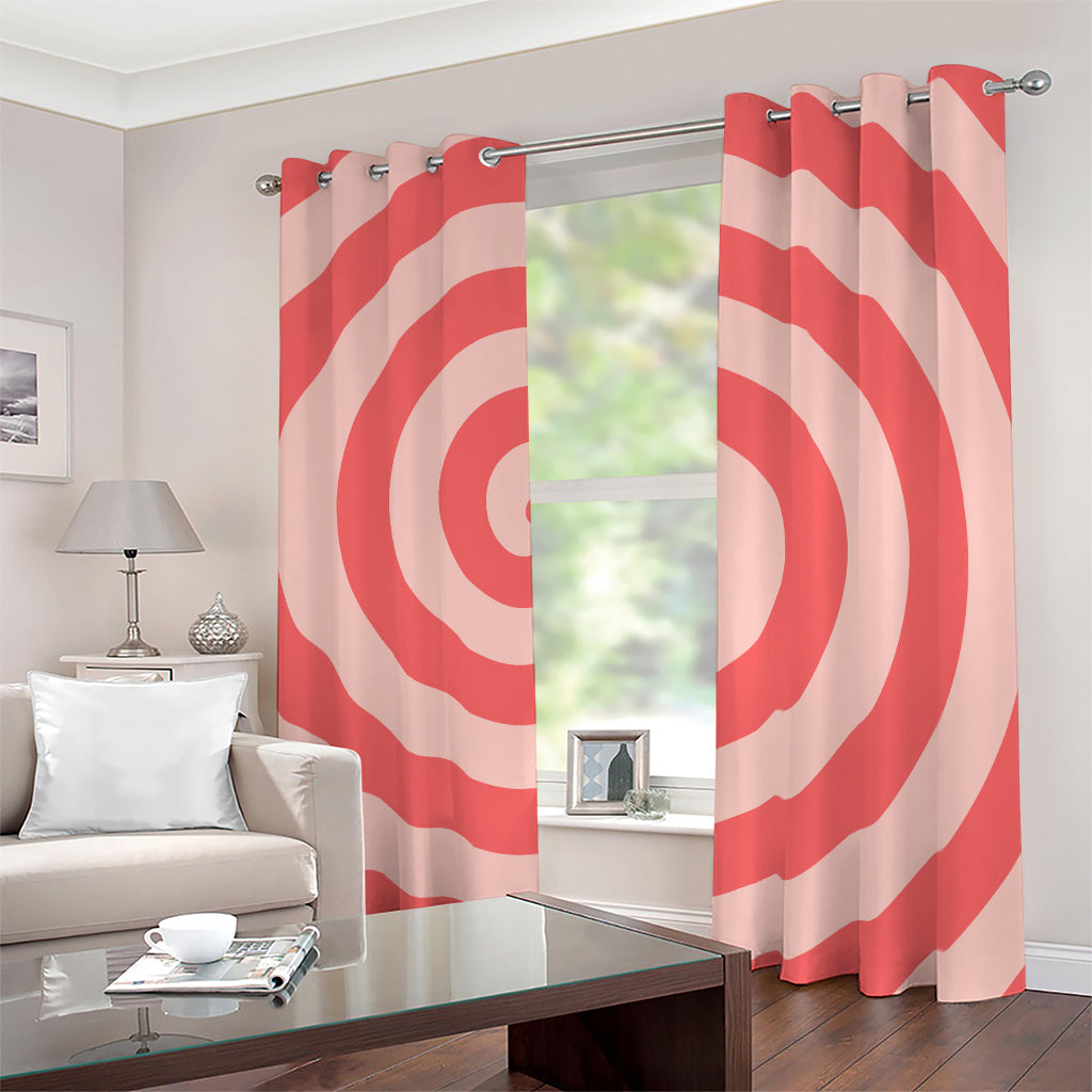 Pink Circle Swirl Print Blackout Grommet Curtains