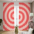 Pink Circle Swirl Print Dimout Pencil Pleat Curtains