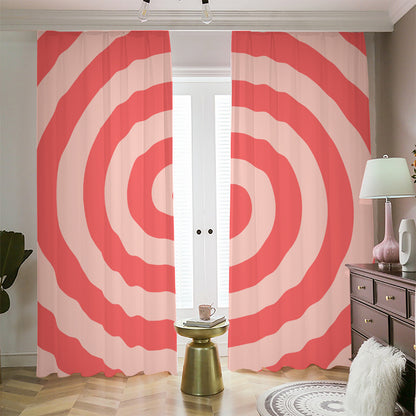 Pink Circle Swirl Print Blackout Pencil Pleat Curtains