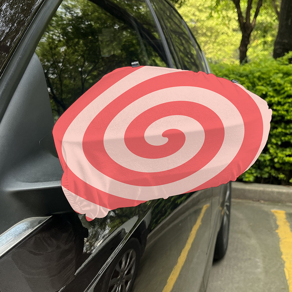 Pink Circle Swirl Print Car Side Mirror Covers