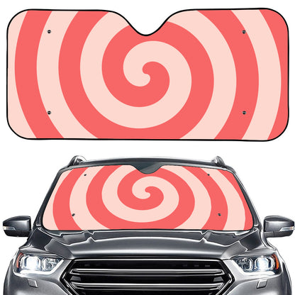 Pink Circle Swirl Print Car Windshield Sun Shade
