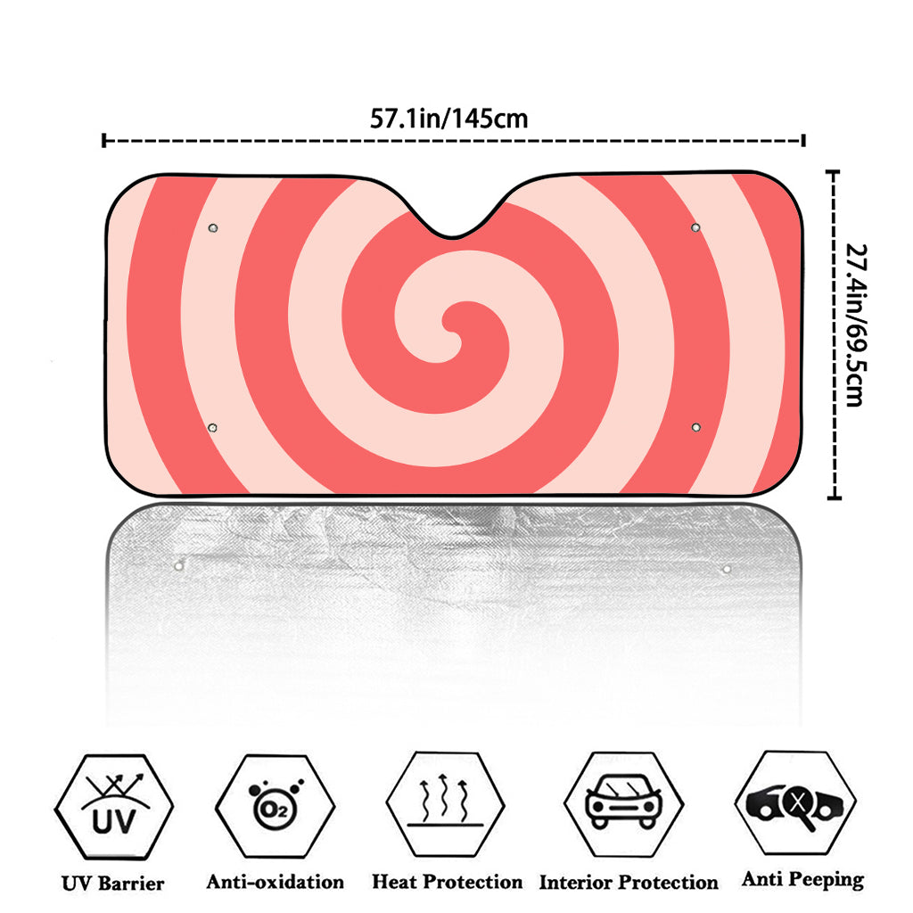Pink Circle Swirl Print Car Windshield Sun Shade