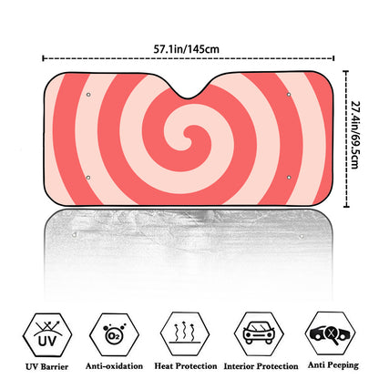Pink Circle Swirl Print Car Windshield Sun Shade