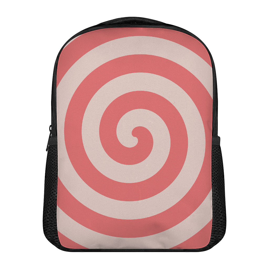 Pink Circle Swirl Print Casual Backpack