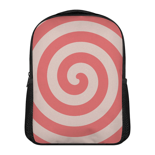 Pink Circle Swirl Print Casual Backpack