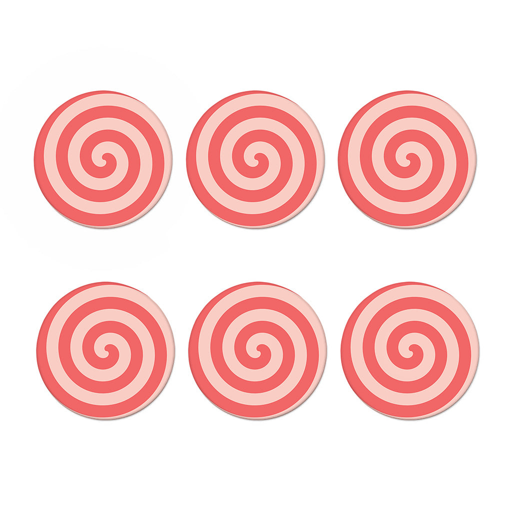Pink Circle Swirl Print Coaster Set