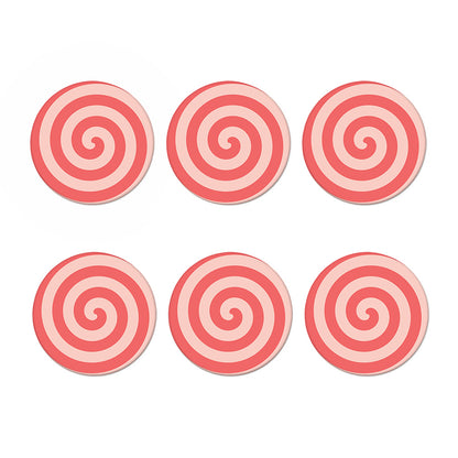 Pink Circle Swirl Print Coaster Set