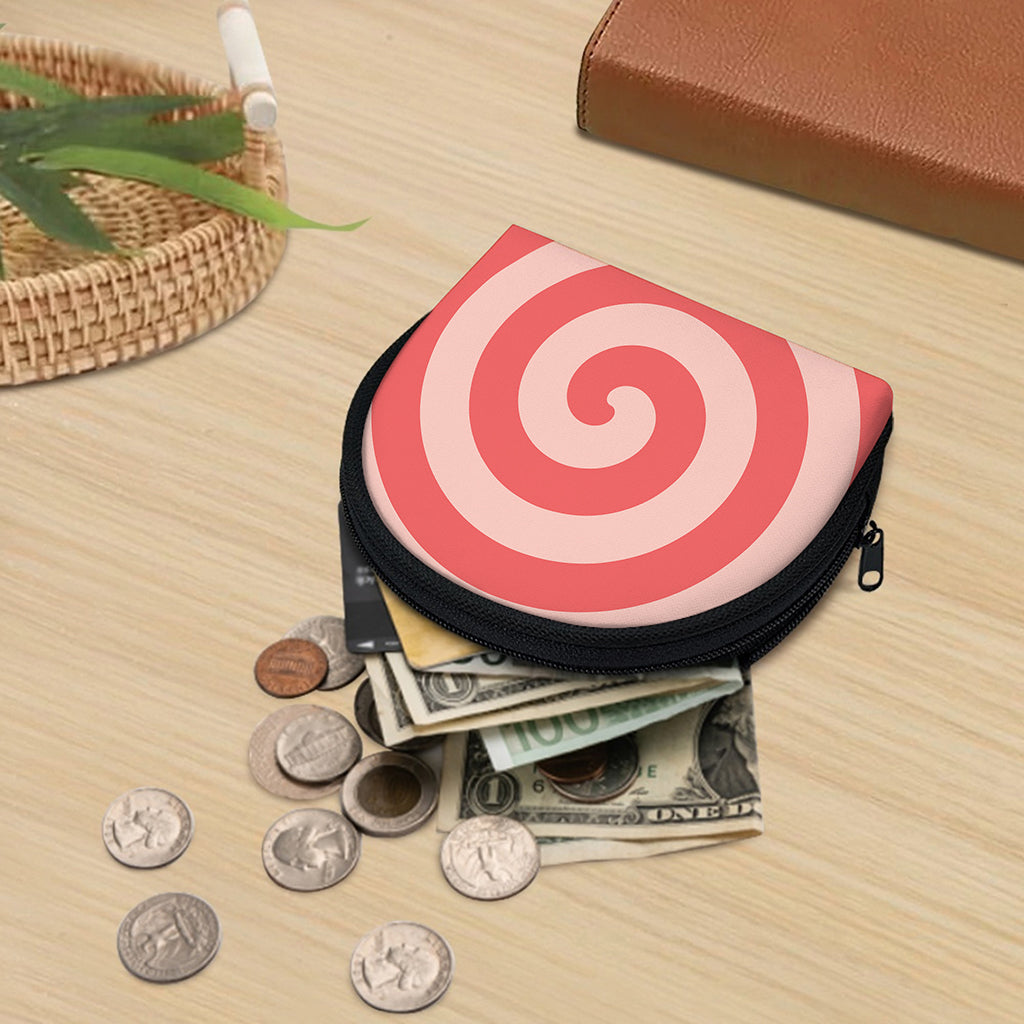 Pink Circle Swirl Print Coin Purse
