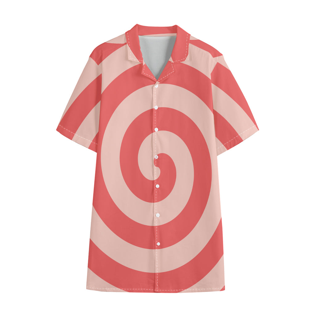 Pink Circle Swirl Print Cotton Hawaiian Shirt
